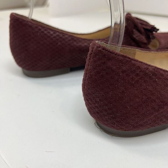 Jessica Simpson Maroon Pointy Mary Jane Ballet Flats Size 7.5 Lace Tie - Picture 5 of 9